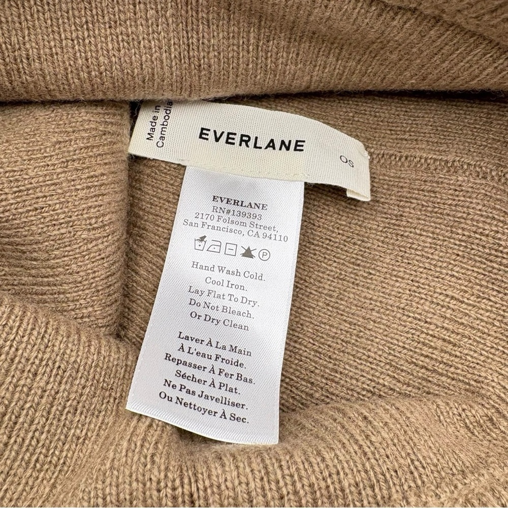 Everlane Waffle Knit Beanie 100% Wool Camel Tan One Size RWS Certified - Picture 4 of 9